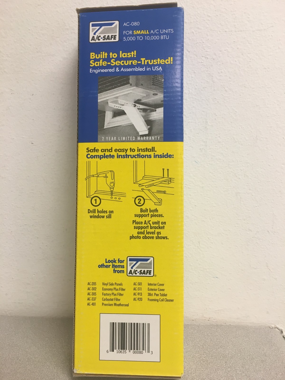 AC-Safe White Steel Universal Air Conditioner Support 80 lb A/C-080