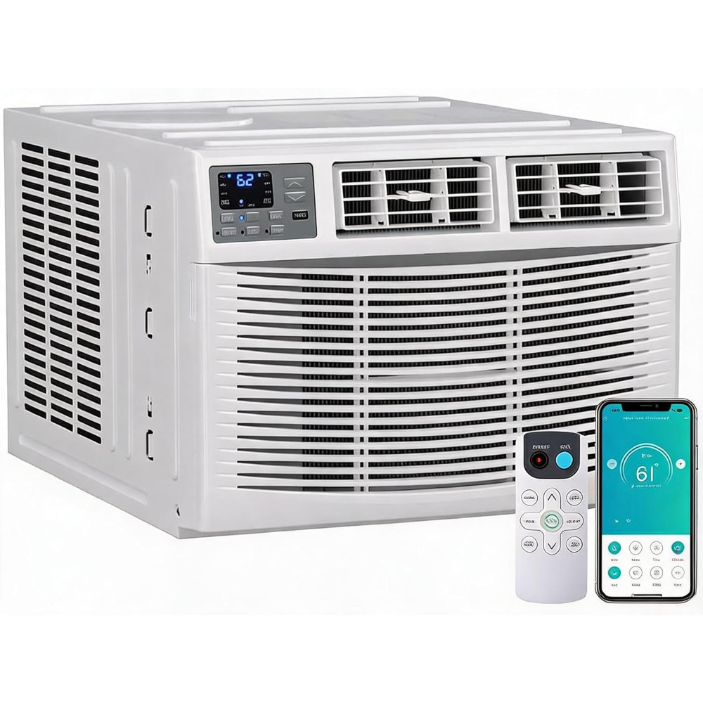 8000 BTU 4-in-1 Window AC Quiet with Heat, Remote/APP, Covers 350 Sq.Ft for Room