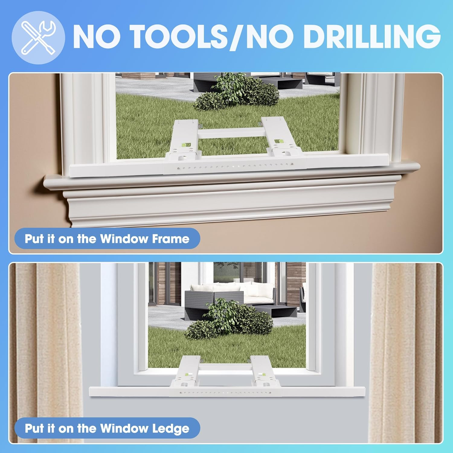 No Drill Window AC Bracket, Heavy-Duty Air Conditioner Bracket Holds 220Lbs | Fi