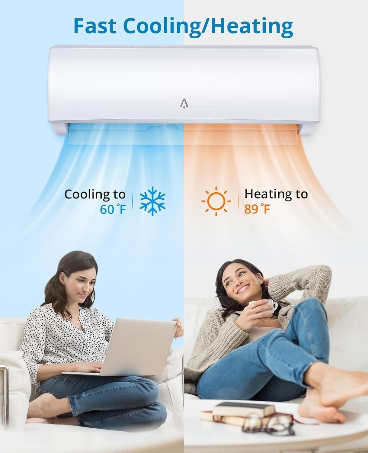 24000 BTU 21 SEER2 Mini Split Air Conditioner & Heat Pump 7 Modes WiFi & Alexa
