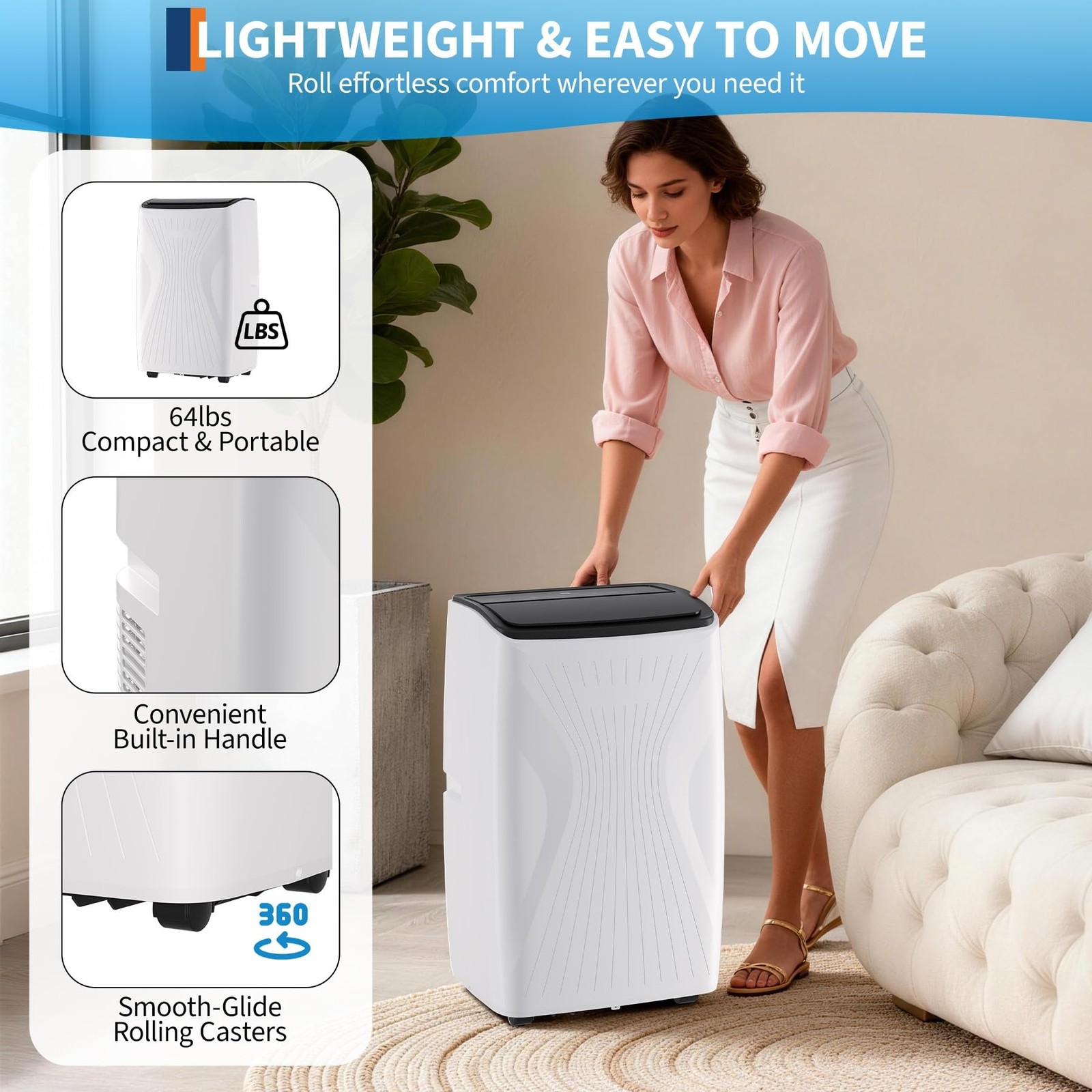Portable Air Conditioner 12000 BTU AC Unit Up to 350 Sq.Ft Remote Fan Control
