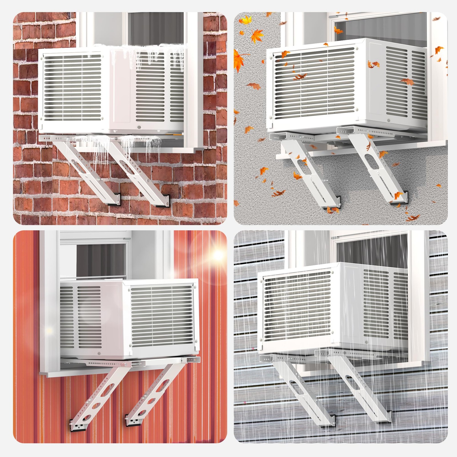 No-Drill AC Bracket Heavy Duty Adjustable Window Holder 350lbs 5000-24000 BTU