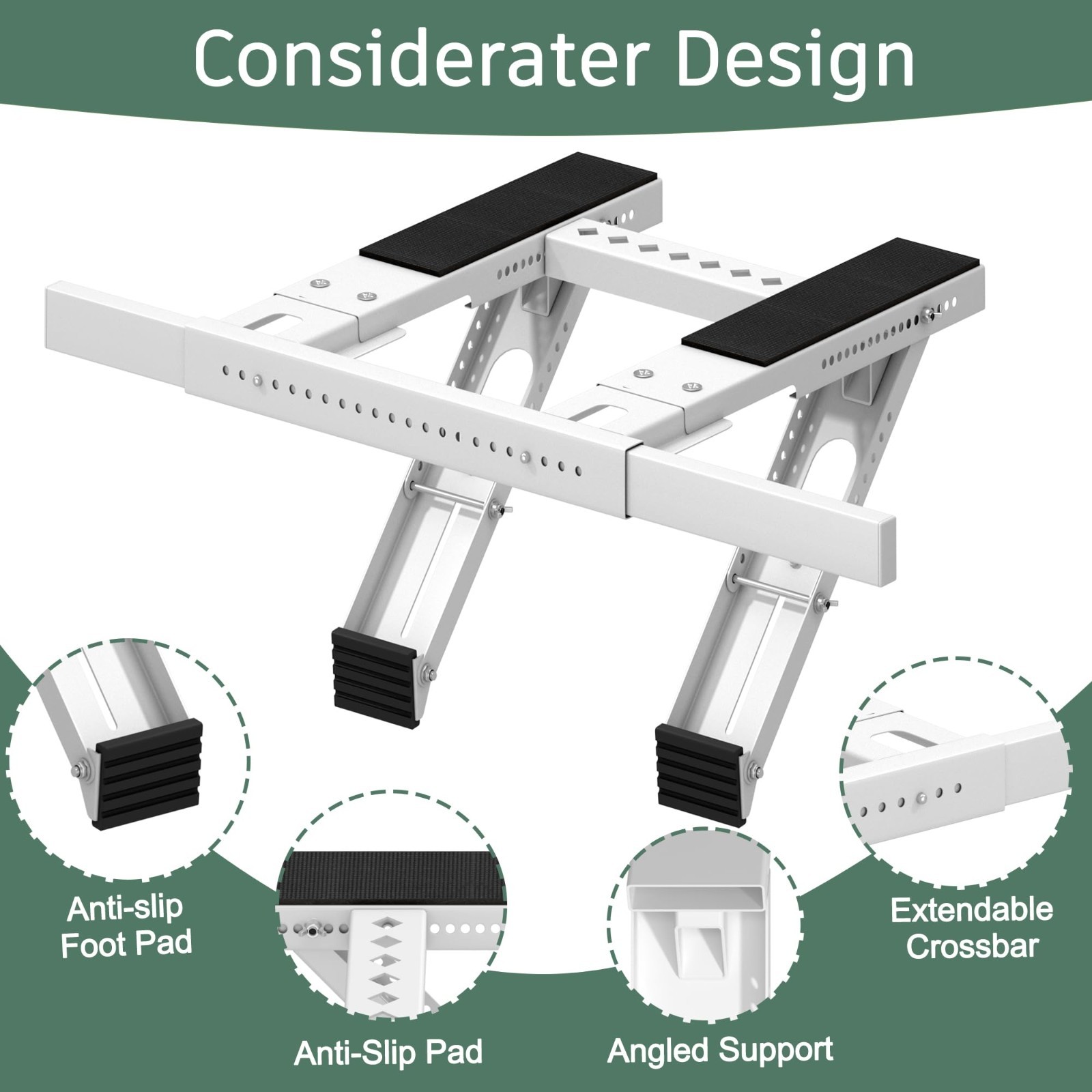 Heavy-Duty No-Drill AC Bracket for Single/Double Hung Windows, Supports 300 lbs,