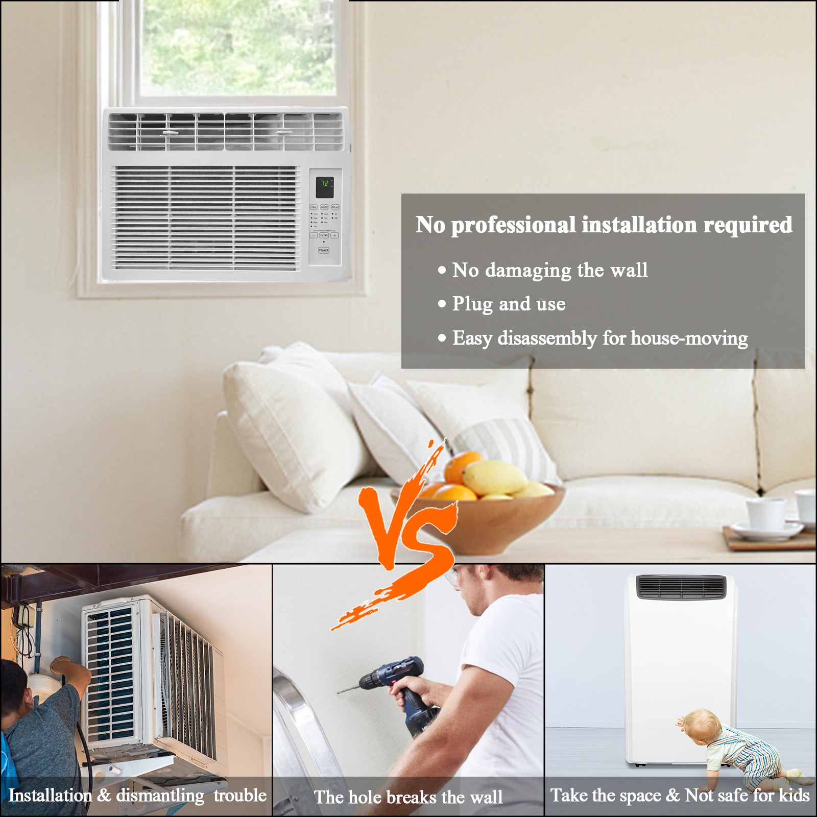 ROVSUN 5000 – 6000 BTU 115V Window Air Conditioner Remote Control Home Apartment