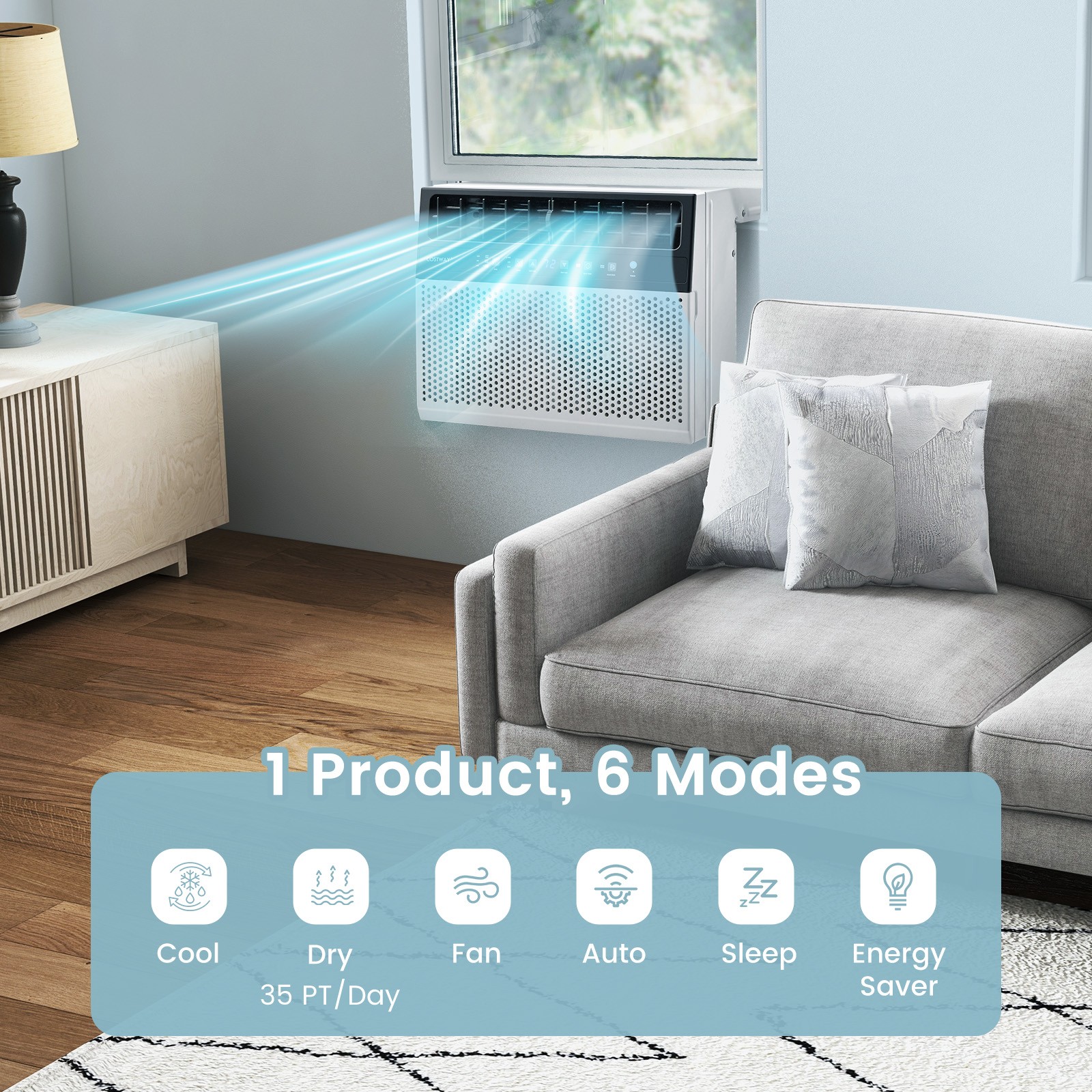 10000 BTU Window Air Conditioner w/ Remote, LED Control Panel, up to 250 Sq.Ft.