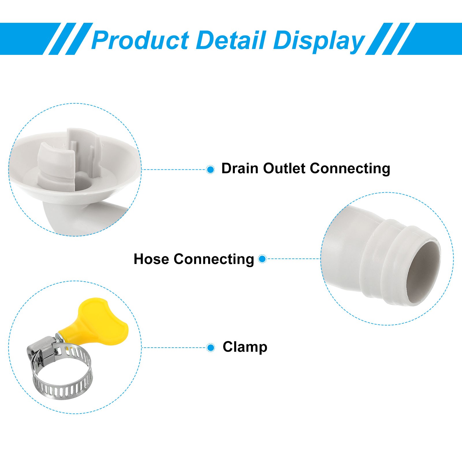 1pcs 18mm Air Conditioner Drain Hose Connector with Clamp, White Style 7