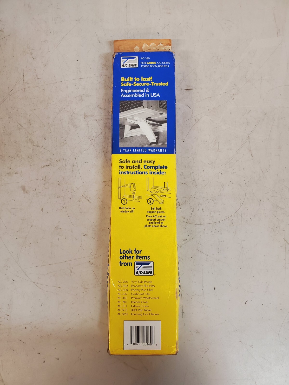 A/C Safe Support Bracket for Window Air Conditioner AC-160 | 160Lb | Walls 4-11″