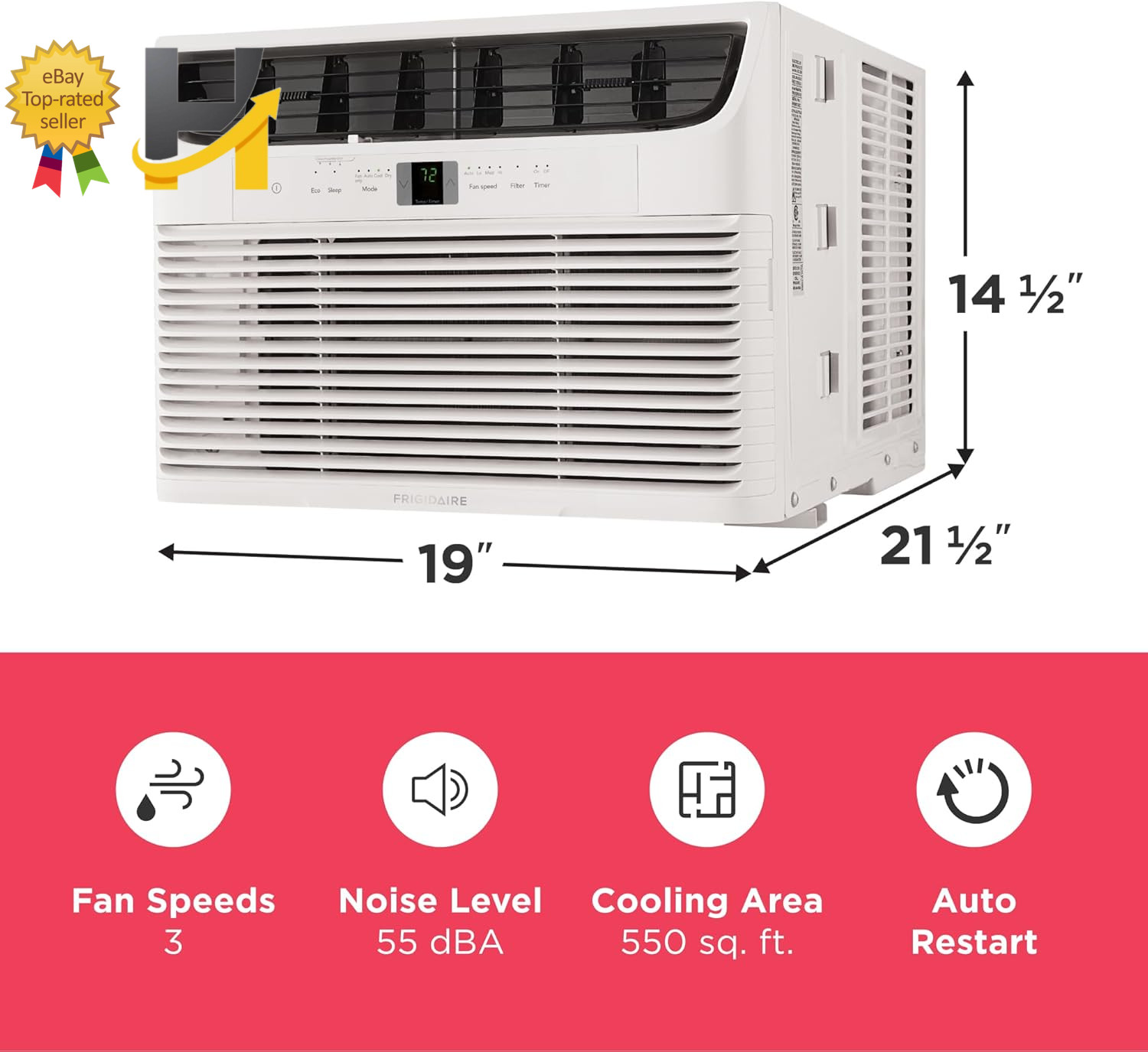 Frigidaire 12000 BTU Window Air Conditioner AC Unit Remote 115V FHWC123TC1