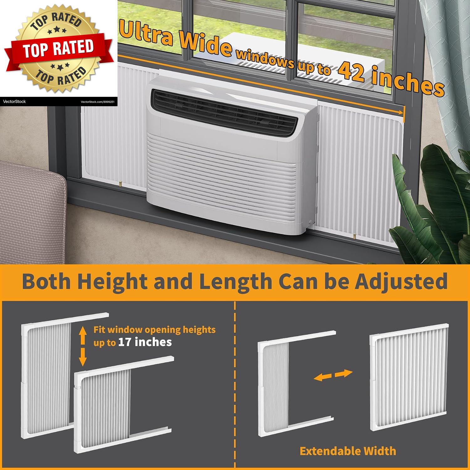 Adjustable Window Air Conditioner Side Panels and Frame Set,Extra Wide Window AC