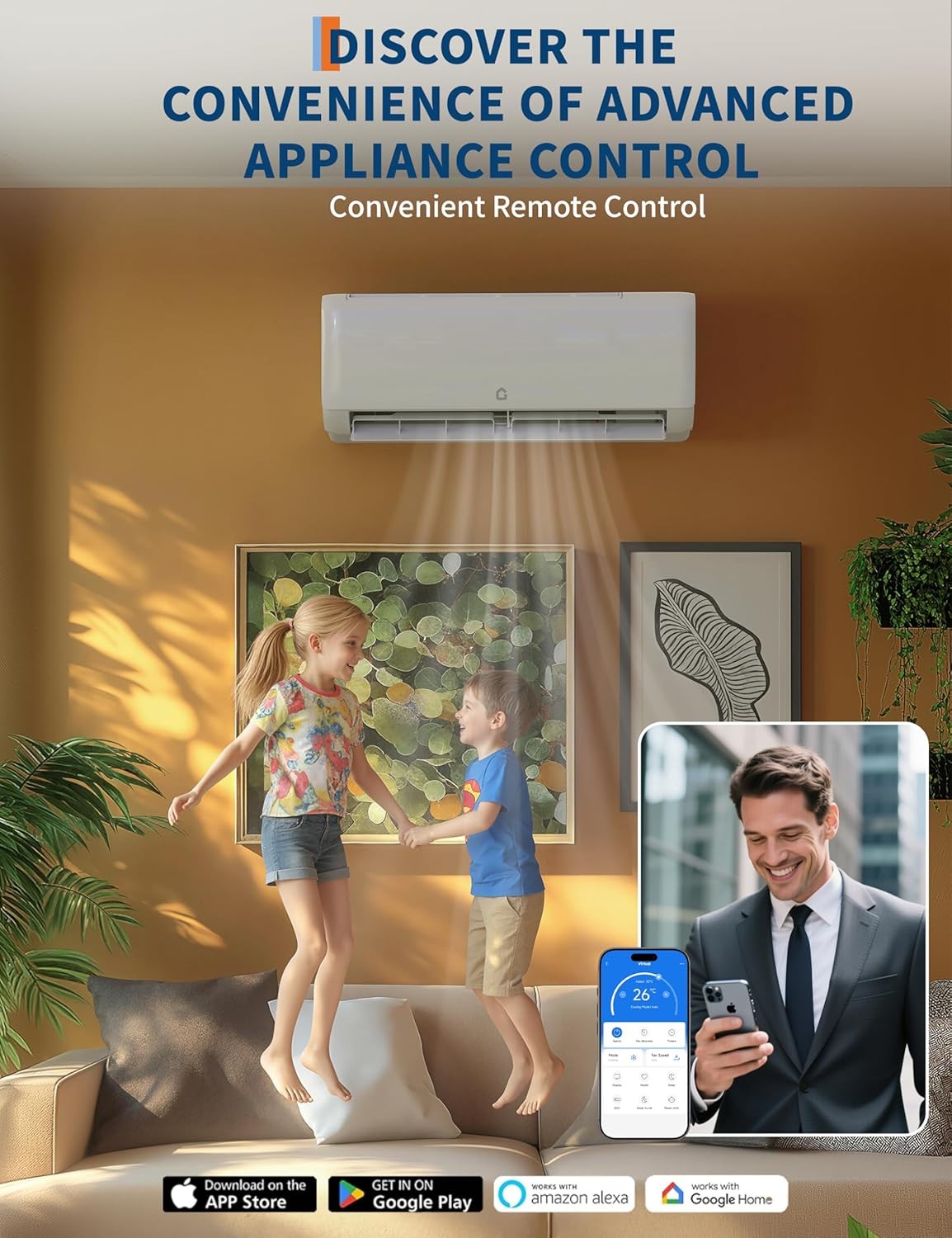 Garvee 18,000 BTU Mini Split Air Conditioner with Heat Pump, 19 SEER, 230V, Whit