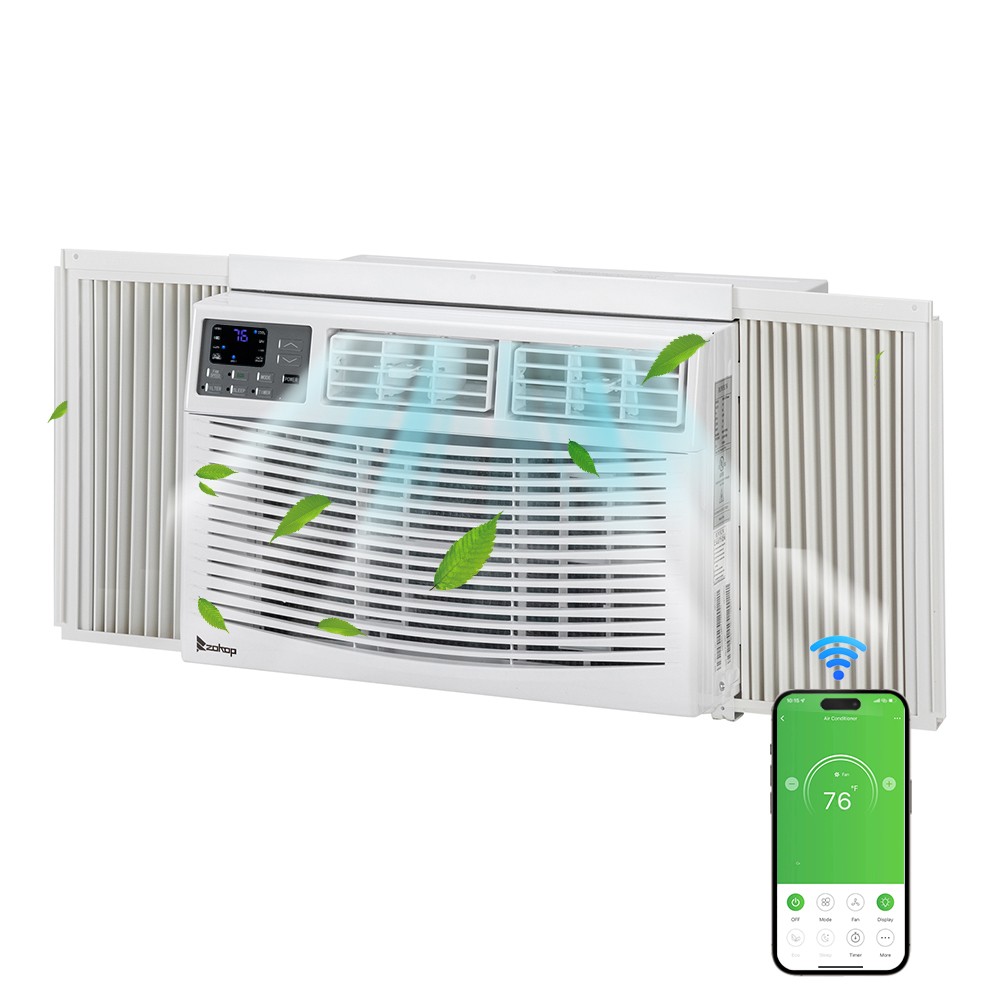 10000 BTU Window-Mounted Room Air Conditioner 1100W w/ Washable Filter 3 Speeds