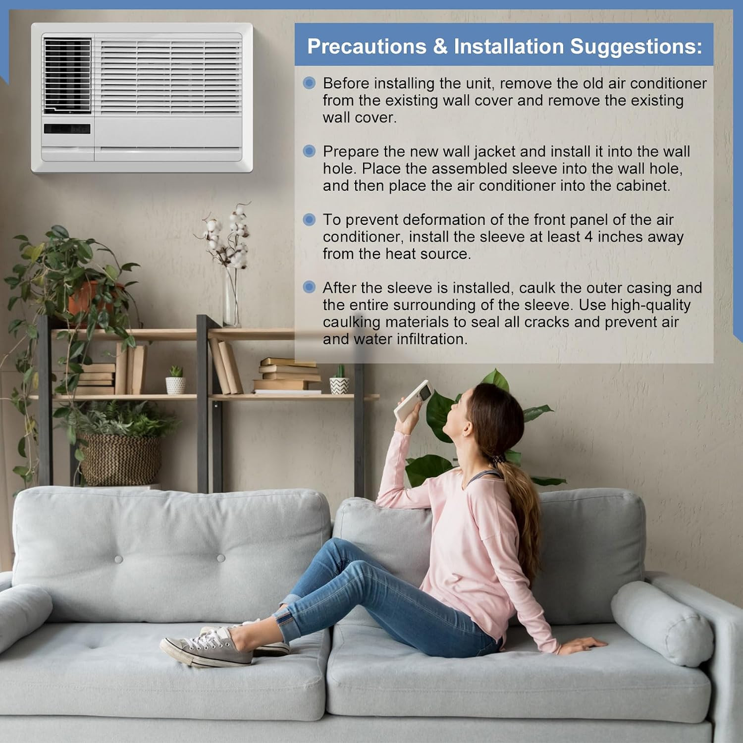 Through the Wall Air Conditioner Sleeve, 26 Inch AC Wall Sleeve, Universal Desig