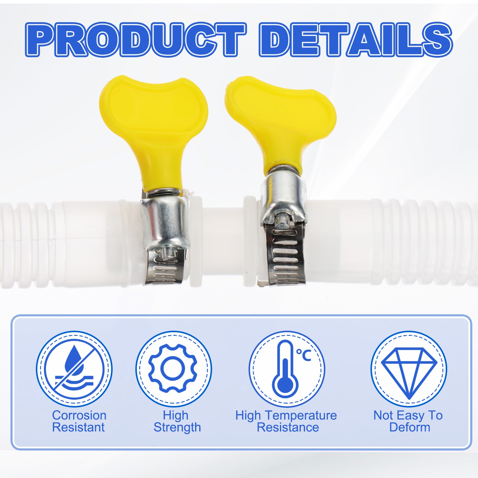 2Pcs 3-Way Drain Hose Connector Y Adapter with 6 Hose Clamps for 14-16mm Hose