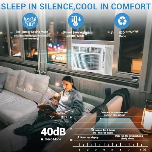 8000 BTU Window Air Conditioner, Window AC Unit 115V Cools Up to 350 Sq.Ft,