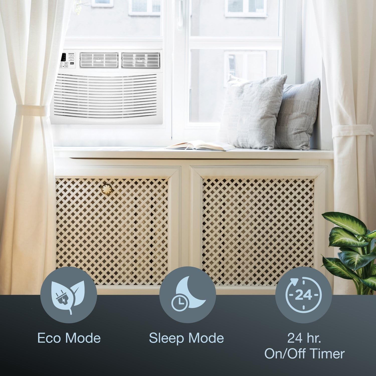 Amana 12,000 BTU Window Air Conditioner, 115V, Cools up to 550 Sq. Ft. 24H Timer