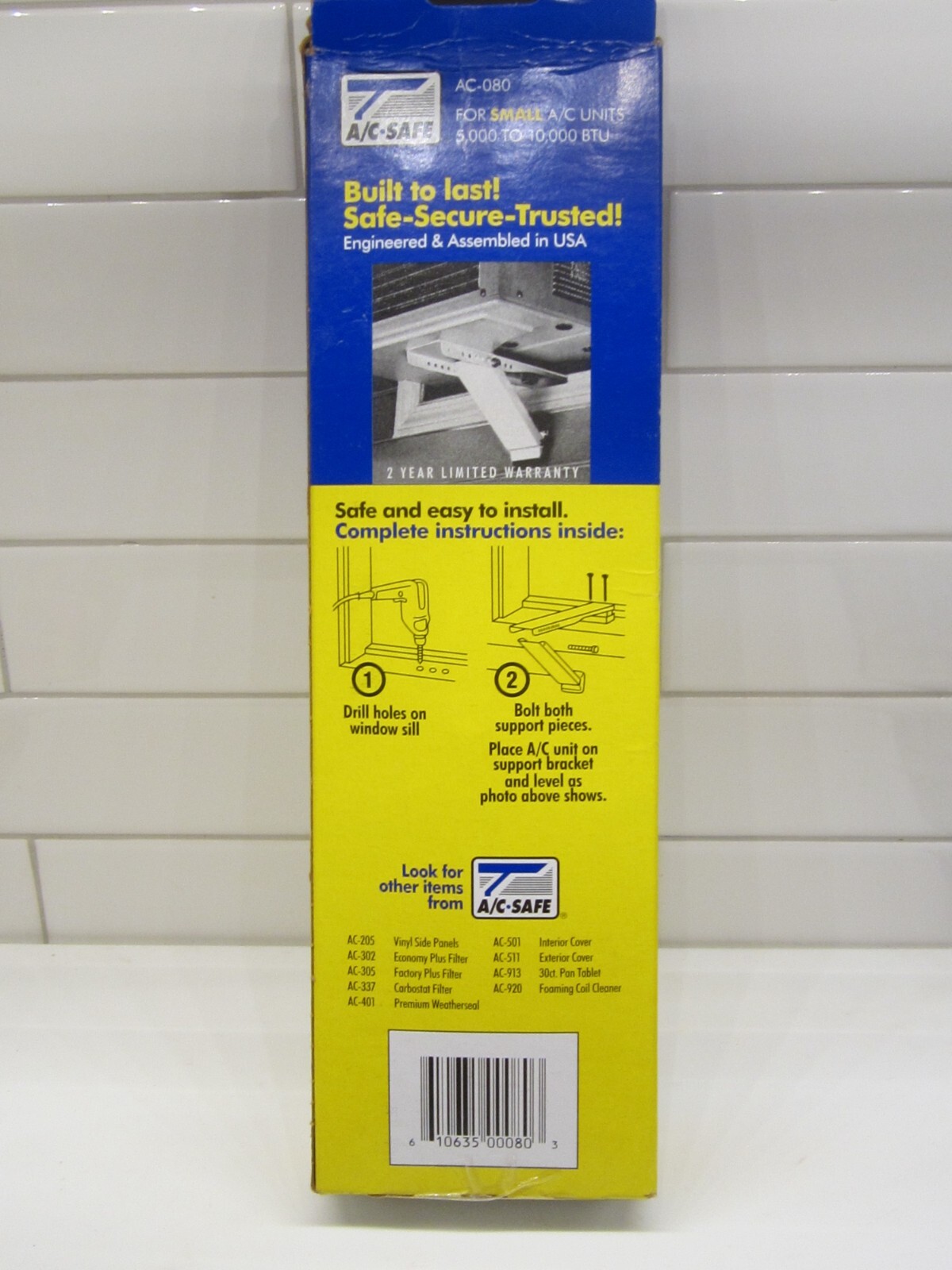 AC Safe AC-080 Universal Light-Duty Air Conditioner Support Bracket, Upto 80 lbs