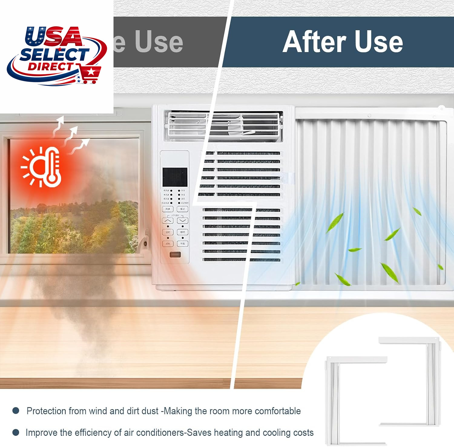 Adjustable AC Insulation Side Panels for 10000 BTU Window Units