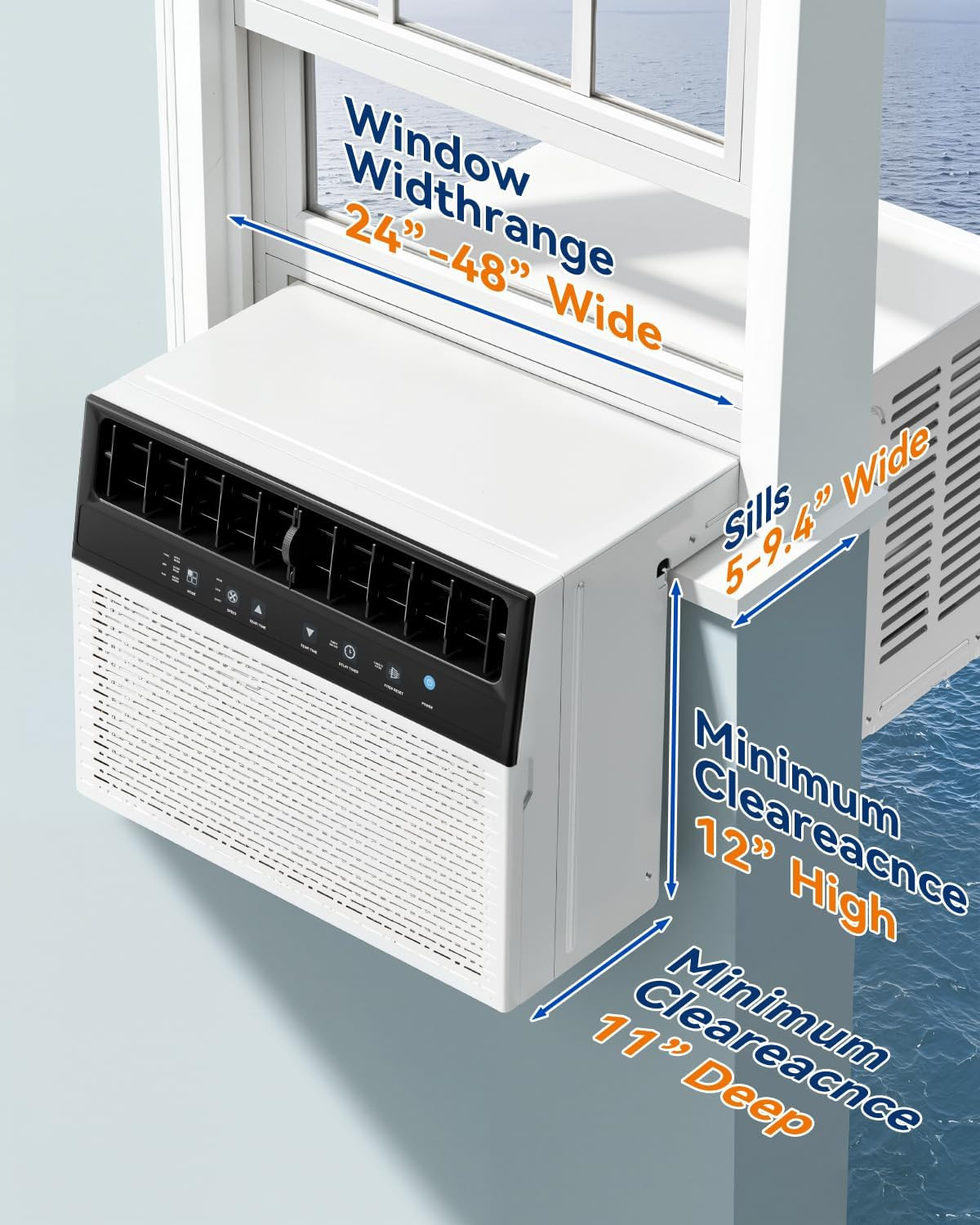 10,000 BTU U-Shaped Window Air Conditioner Unit, Cools up to 450 Sq. Ft for Room