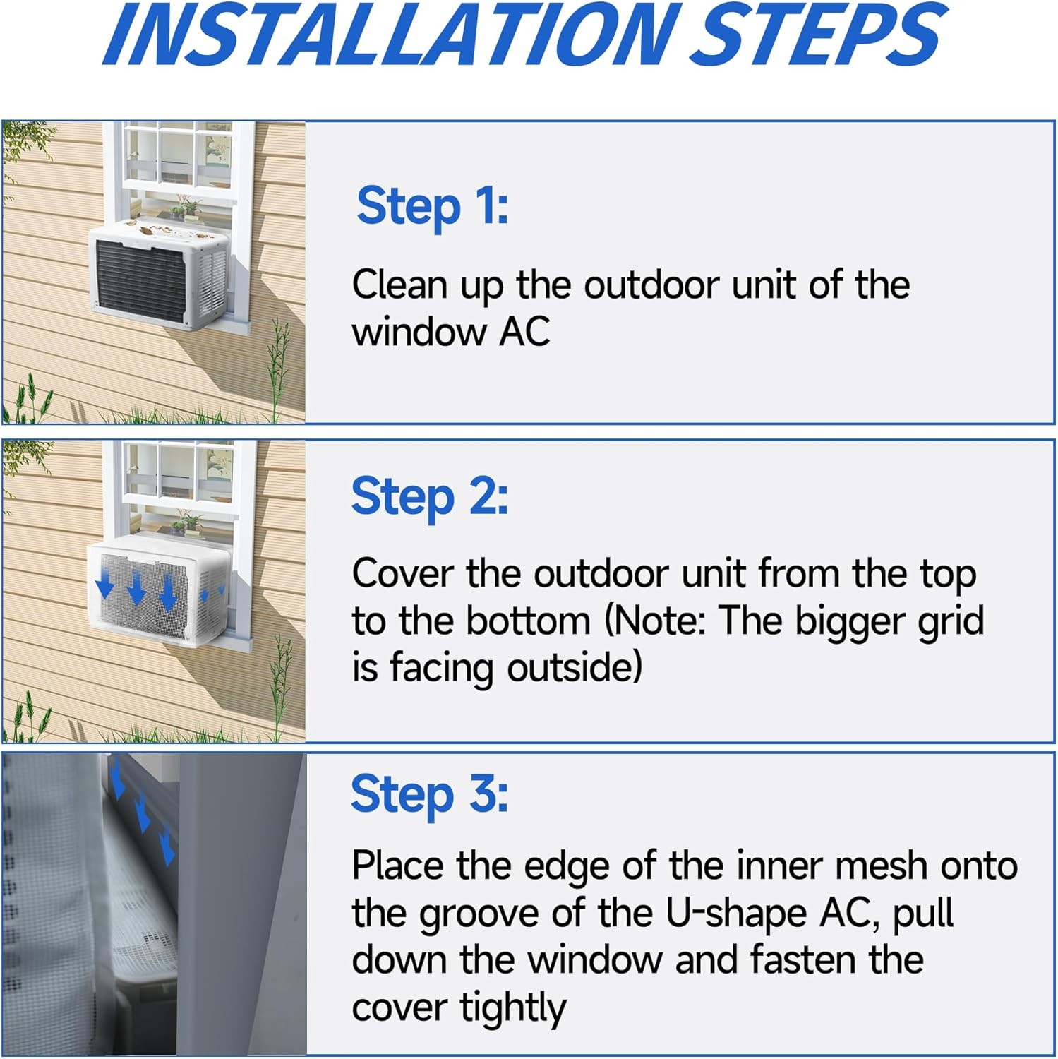 Window AC Mesh Cover 20″ W x 12.2″ D x 13.4″ H Specially for Midea U-Shaped Air
