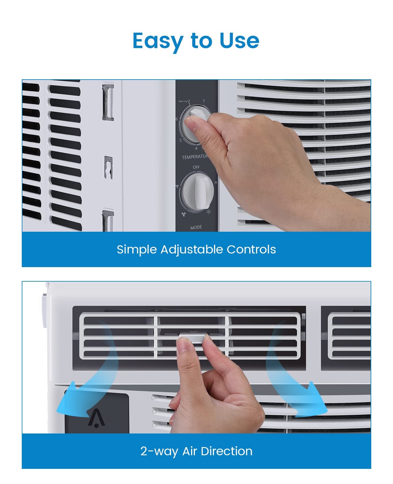 5000 BTU Window Air Conditioner Mechanical Controls Washable Filter 150 Sq Ft