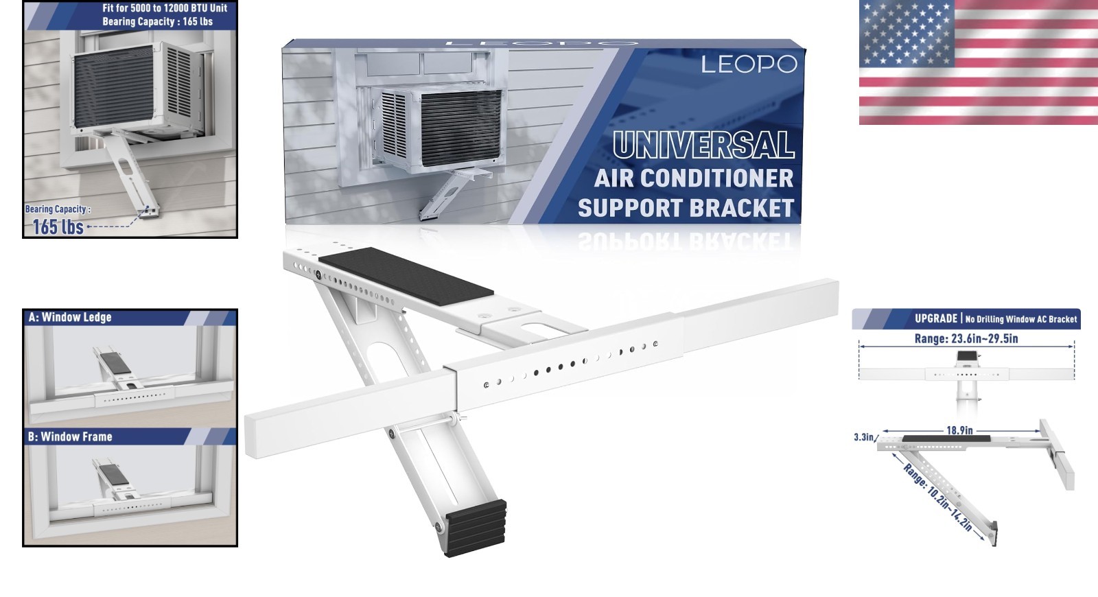Steel AC Support Bracket for Double & Single Hung Windows, 29.5″