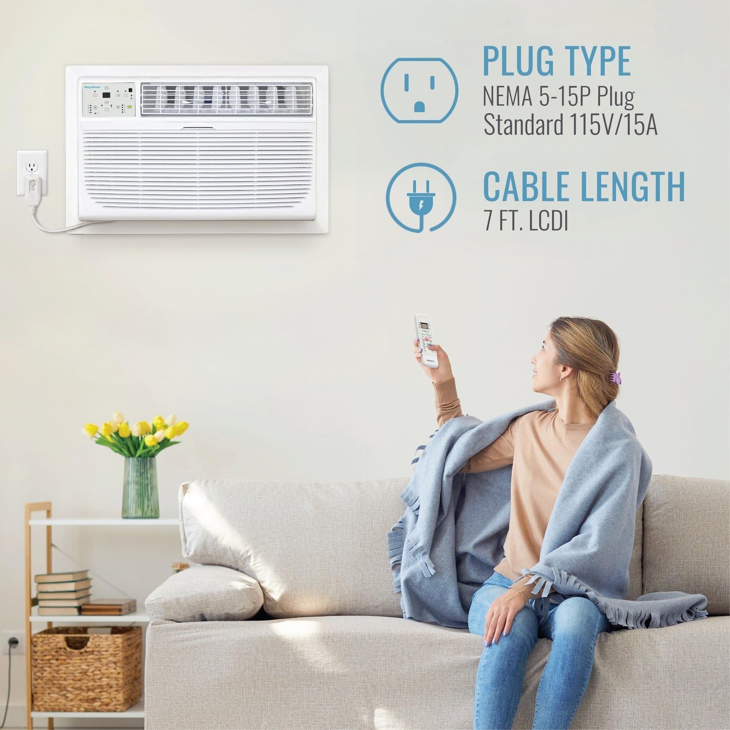 Keystone 14,000 BTU Wall Mounted Air Conditioner Supplemental Heat Dehumidifier