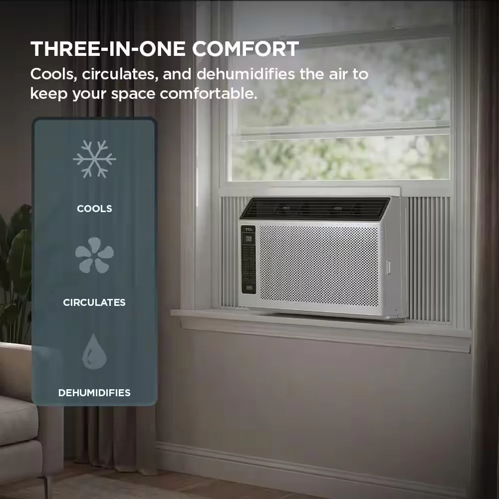 TCL 6000 BTU Window Air Conditioner 250 sq ft Remote Control 115V White T06WC3R