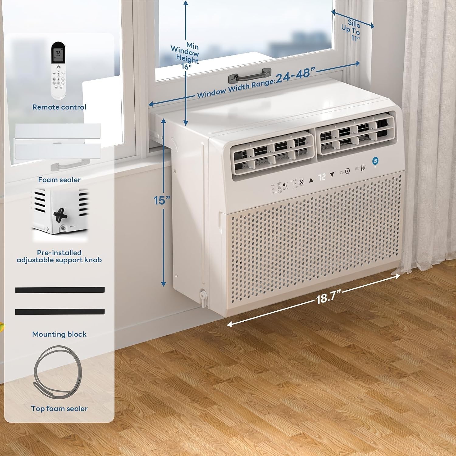 10,000 BTU U-Shaped Window Air Conditioner Cools up to 450 Sq.Ft ,6 Modes Timer