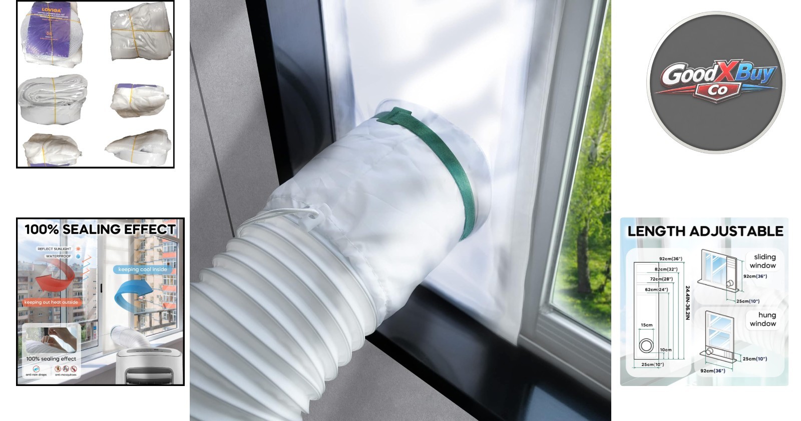 Adjustable Portable AC Window Seal Kit 10×24-36 Inch Waterproof Vent