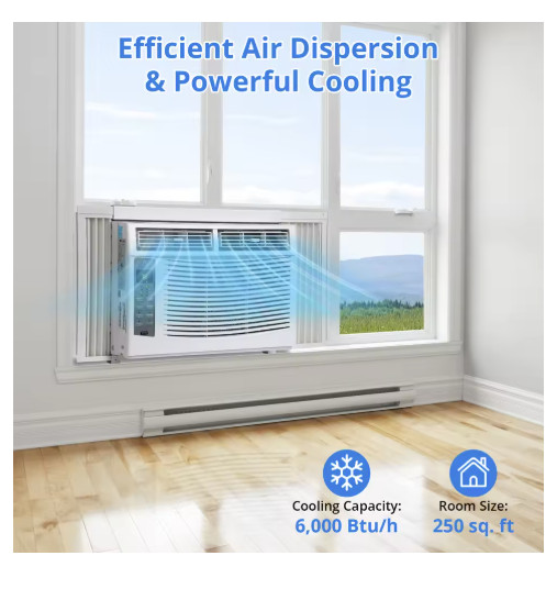 6000 BTU Air Conditioner Remote App Control Window AC Unit