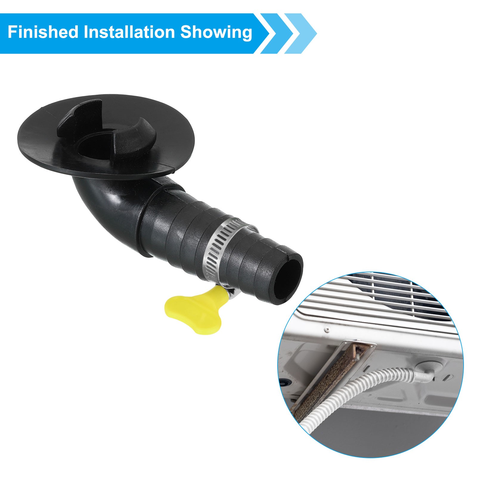 1pcs 20mm Air Conditioner Drain Hose Connector with Clamp, Black Style 8
