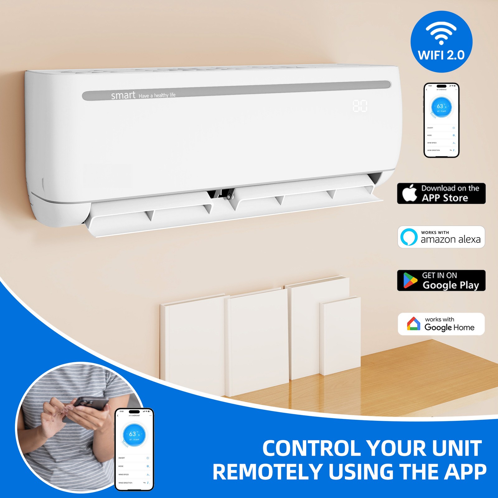 9000 BTU Mini Split AC Perfect for 450 Sq. Ft.Heat 19 SEER2 110V Air Conditioner