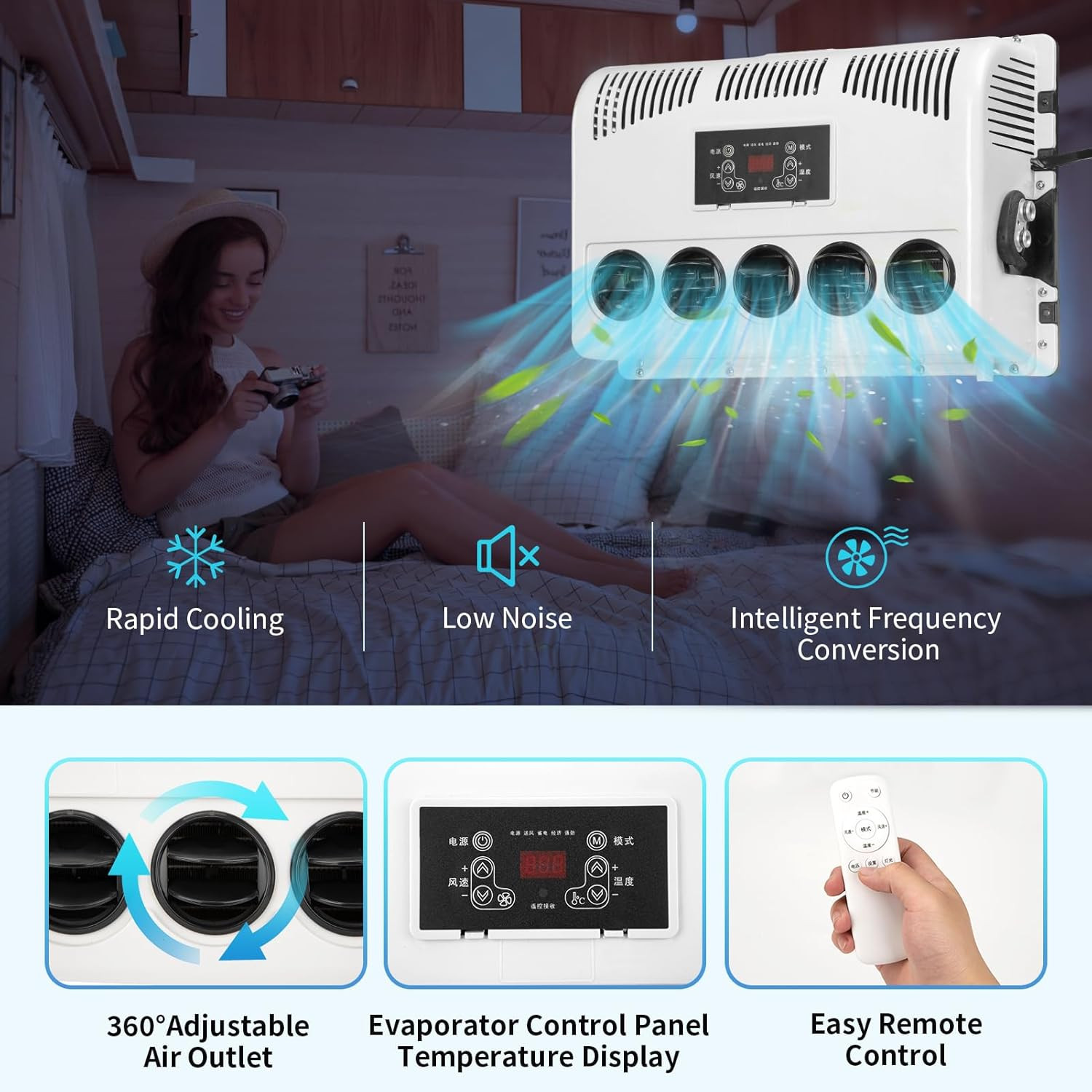 12V Split Air Conditioner 9000BTU for RVs, Trucks, and Camping Vehicles