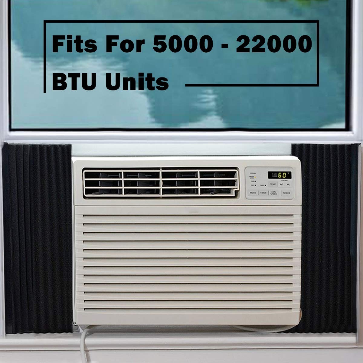 Window Air Conditioner Foam Insulation Panels Kit – 2 Pack, Black, 17″x9″x7/8