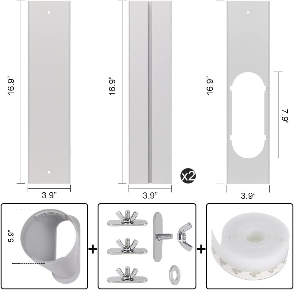 Portable Air Conditioner Window Kit Adjustable Sliding Window Vent Seal Plate