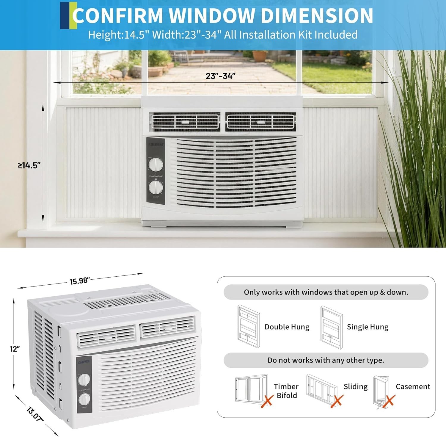 5000 BTU Window Air Conditioner, Small Window AC Unit with Fan Function, Reus…
