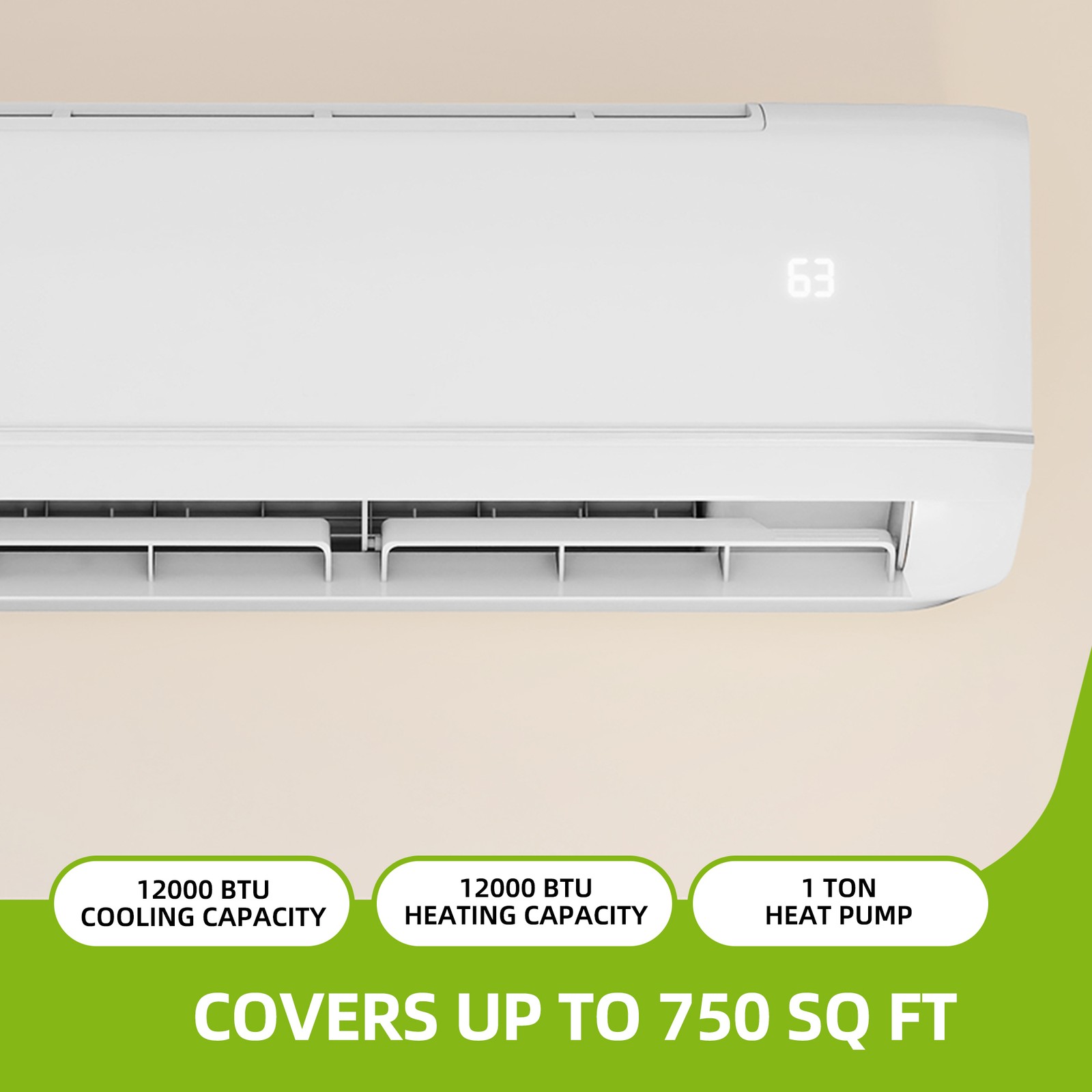 Oaurkea 12k BTU Mini Split Air Conditioner Heat Pump System 21 SEER 220V Wifi