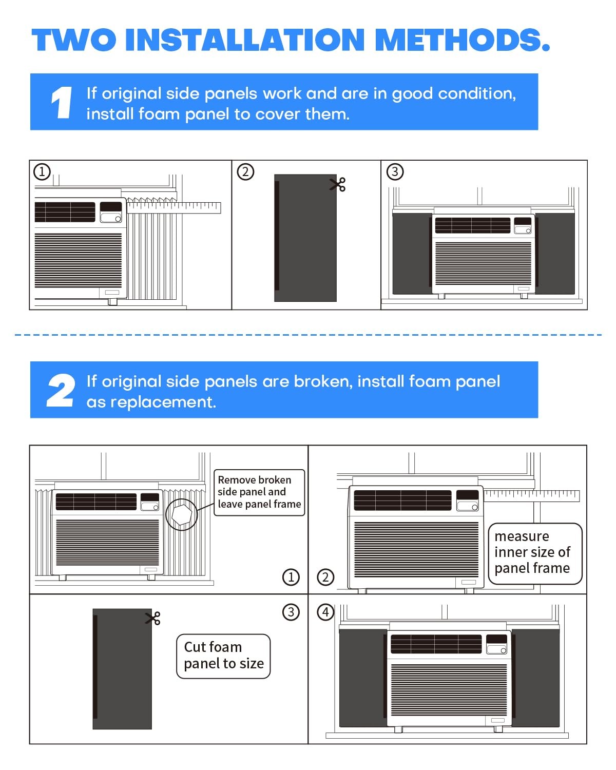 Window Air Conditioner Side Panels 2 Pack Ac Window Seal Kit Window Well Ac