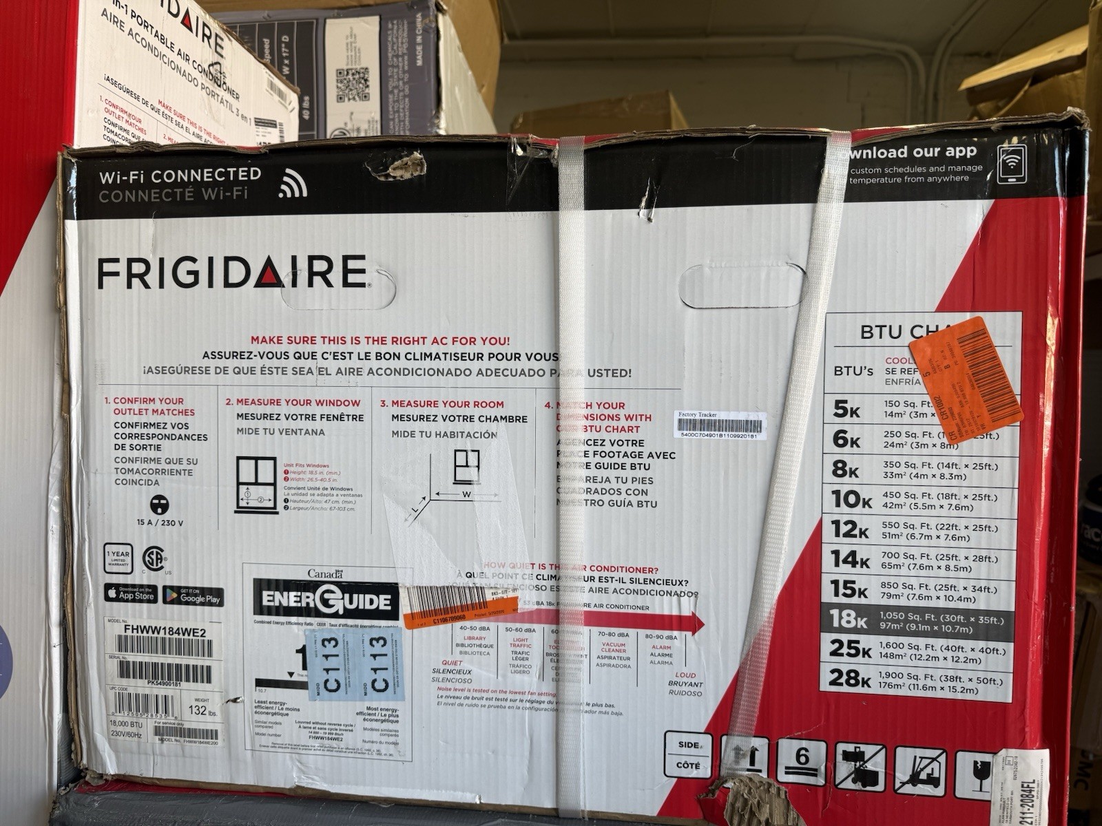 Frigidaire 18,000 BTU Window Air Conditioner with WiFi and Remote OPEN BOX