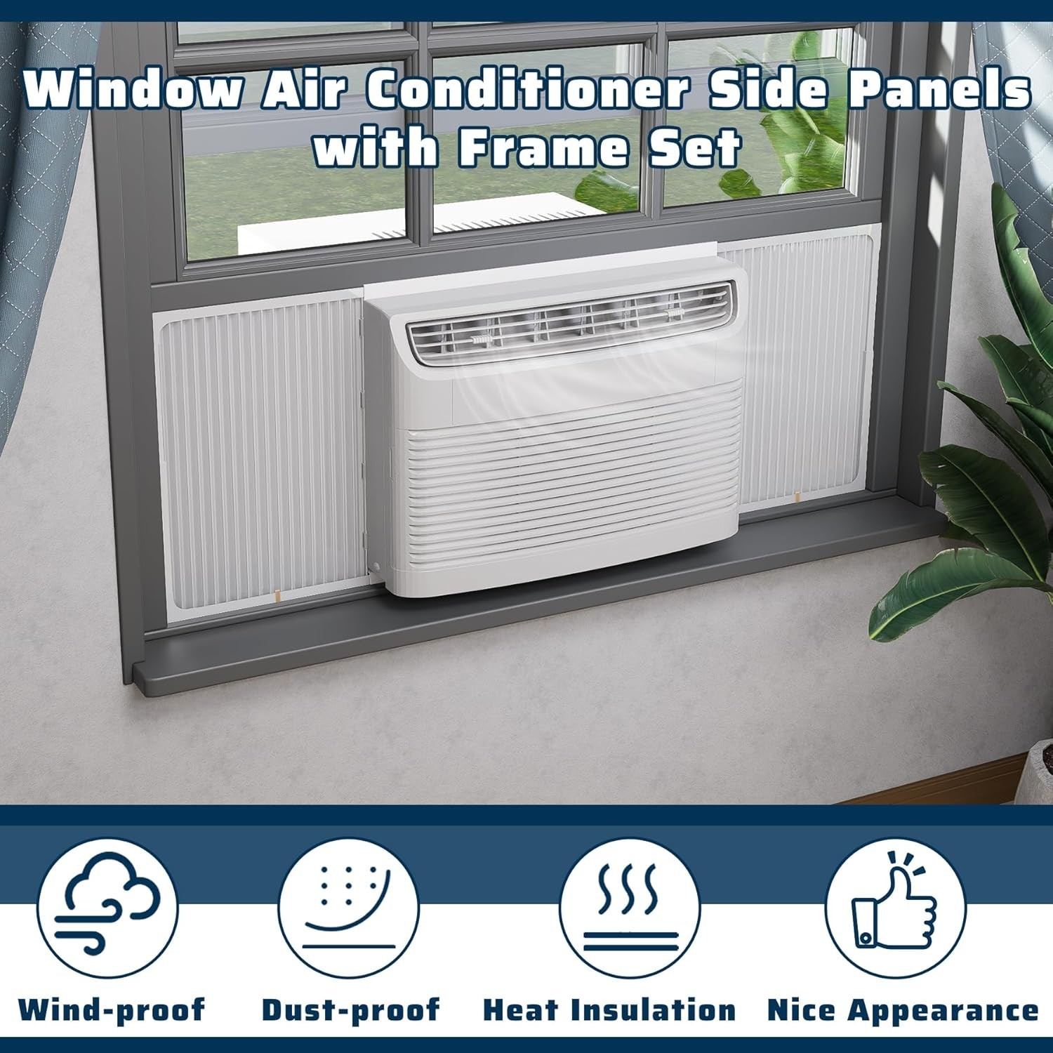 Adjustable Window Air Conditioner Side Panels with Frame Set,Extra Wide Window A