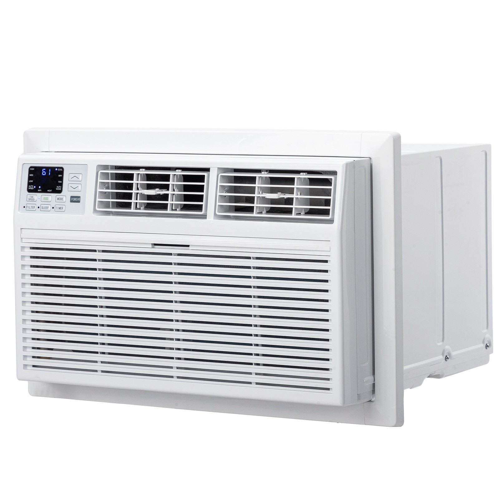 8000 BTU Through-the-Wall Air Conditioner with Heat, WIFI &Heater Combo W/Remote