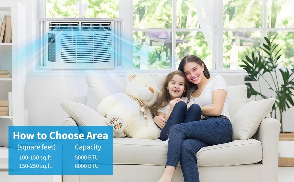 6000 BTU WIFI Window Air Conditioner 24H Timer AC Unit w/Remote & APP Control