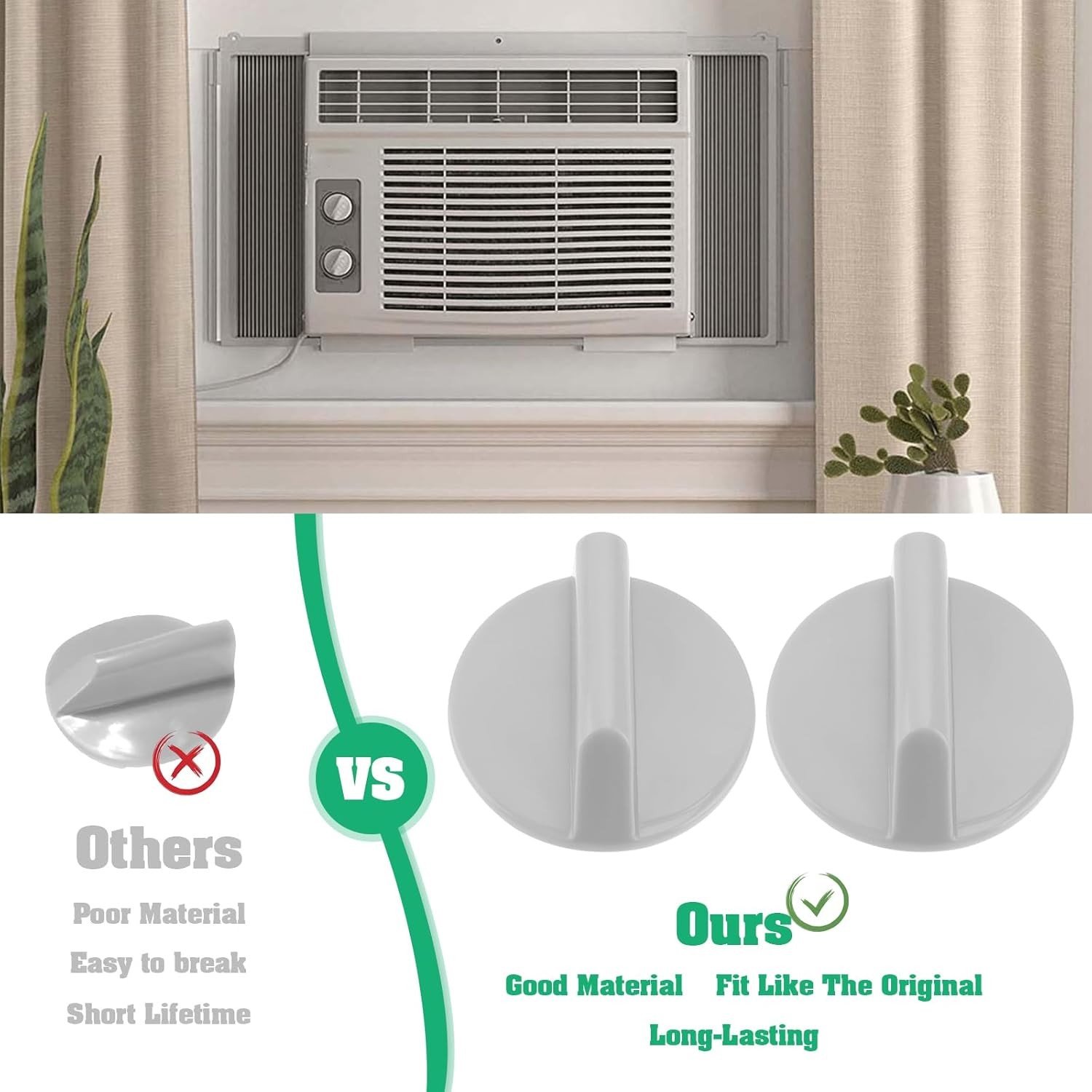 2x WP12X10002 Air Conditioner Control Knob Compatible with General Electric GE