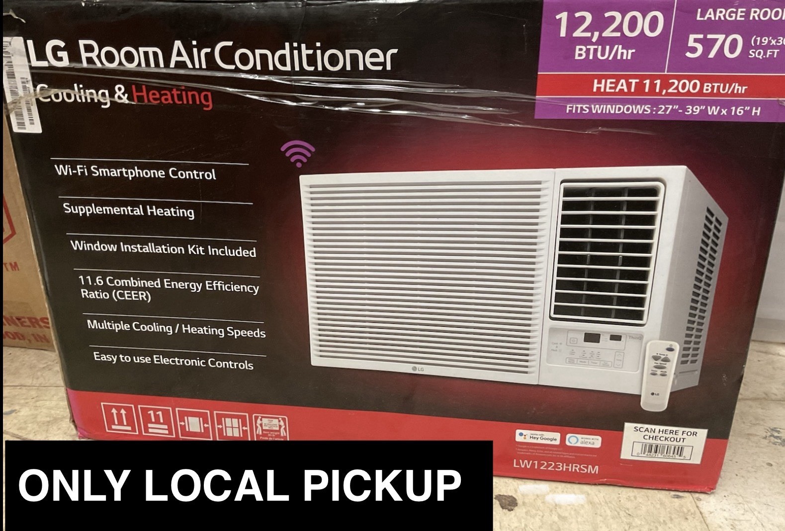🎁 LG LW1823HR 12,200 BTU Window AC W/Heat, 570 Sq.FT LARGE ROOM 🆕OPEN BOX