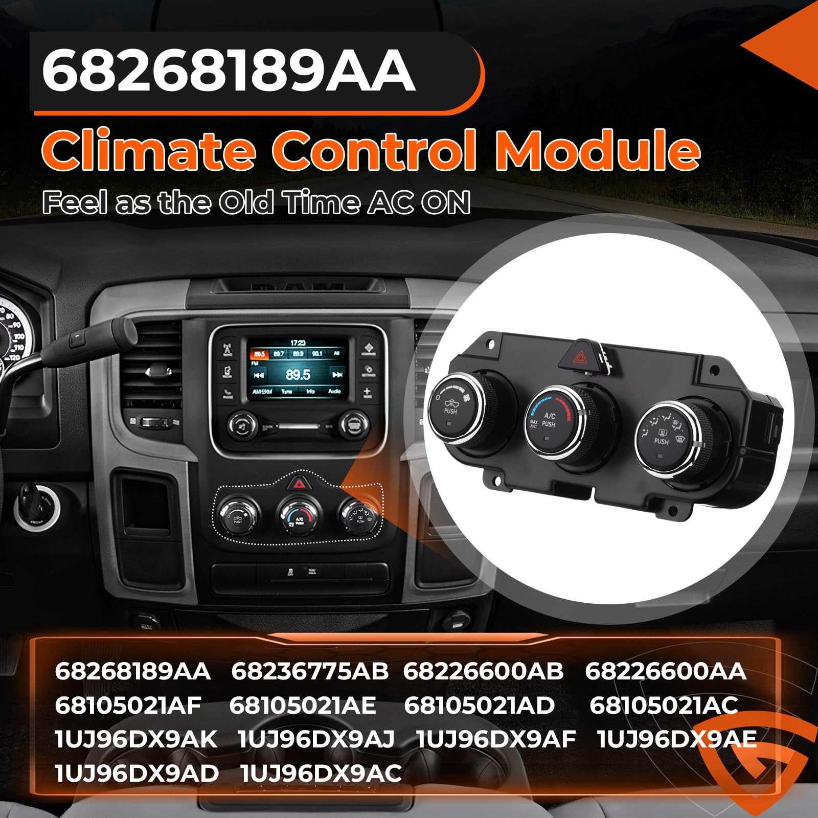 Front Climate Control Module 599-217 Heater A/C Switch fit 68268189AA
