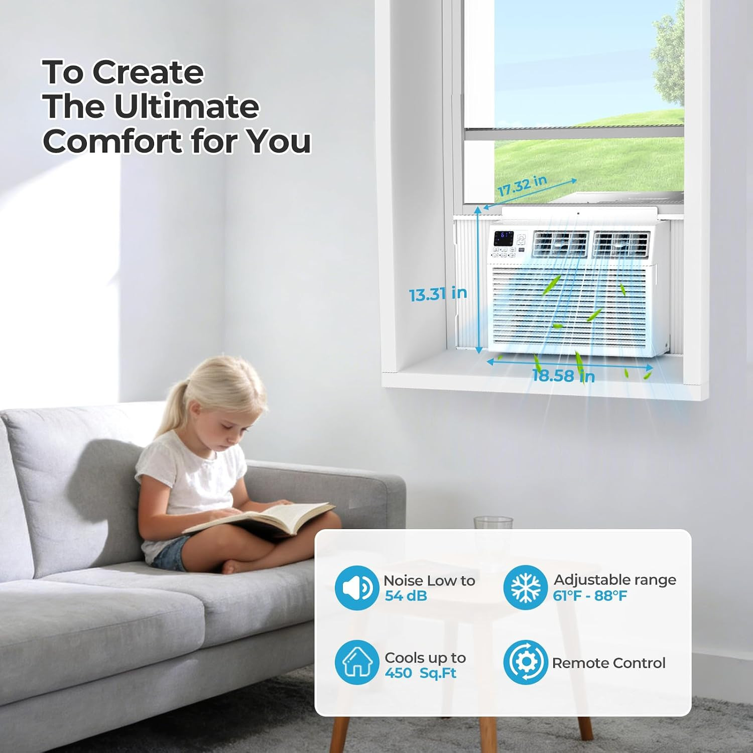 Window Air Conditioner 10,000 BTU, Air Conditioner Window Unit up to 450 Sq.Ft,
