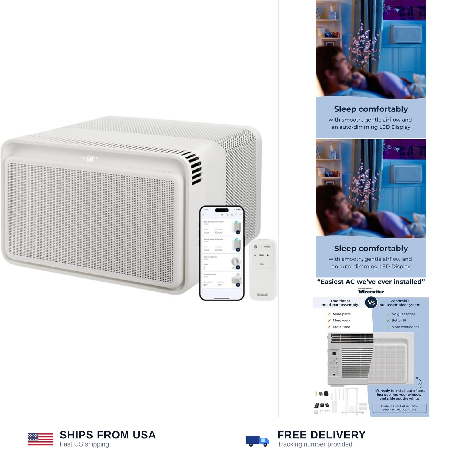 Windmill Window Air Conditioner – Quiet & Smart, Easy Install, Voice-Enabled,…
