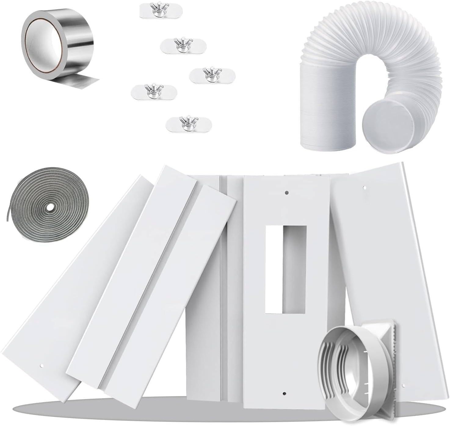 Universal Compatibility 95″ Sliding AC Vent Kit with Φ 5.1″ Hose & Filter Screen