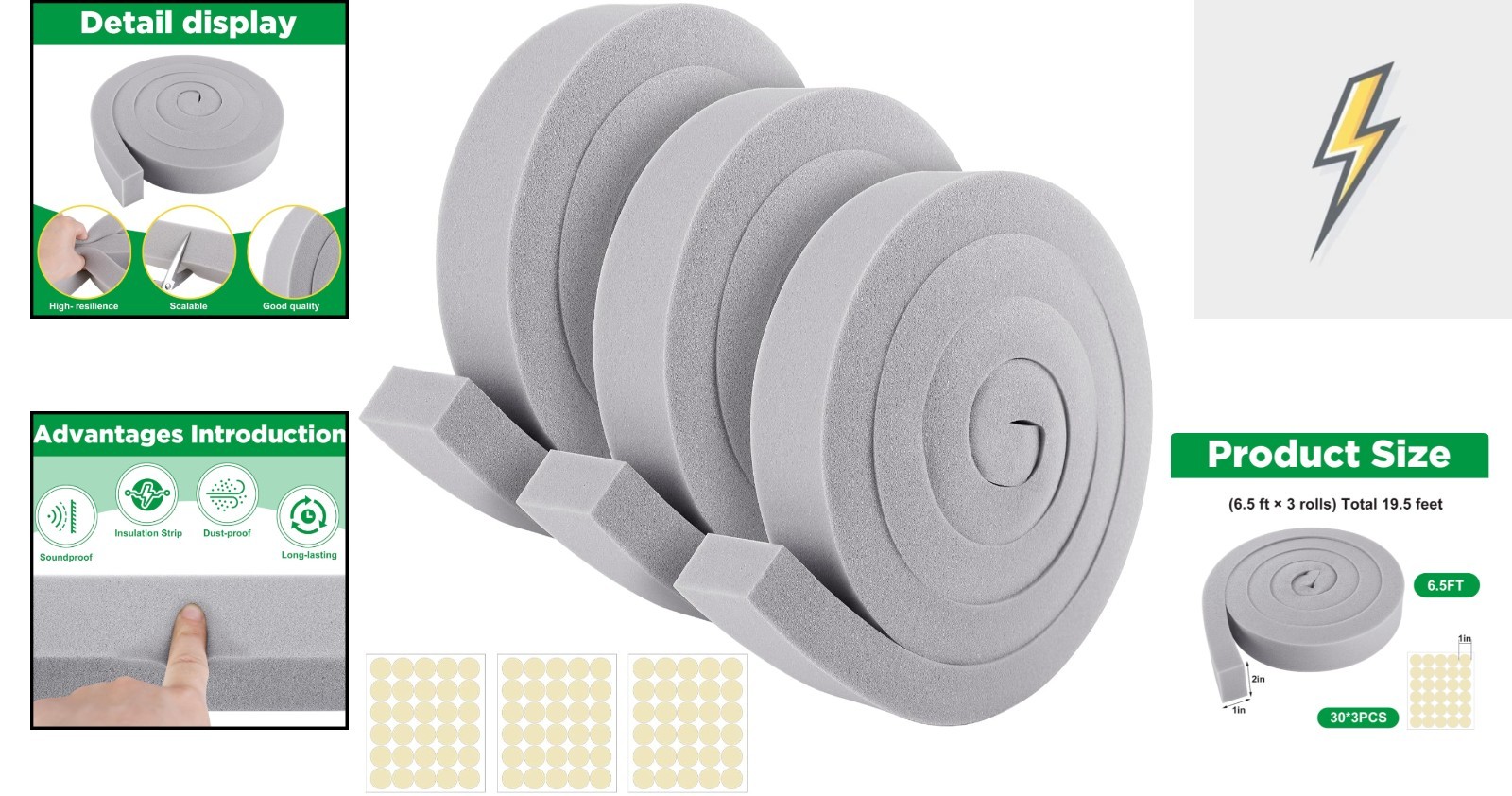 3 PCS Non-Adhesive Foam Tape for AC – 19.5 Ft Energy-Saving Weather Stripping