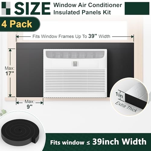 4 Pcs Window Air Conditioner Insulation Foam Panels, 17 x 9 x 1 Inch AC